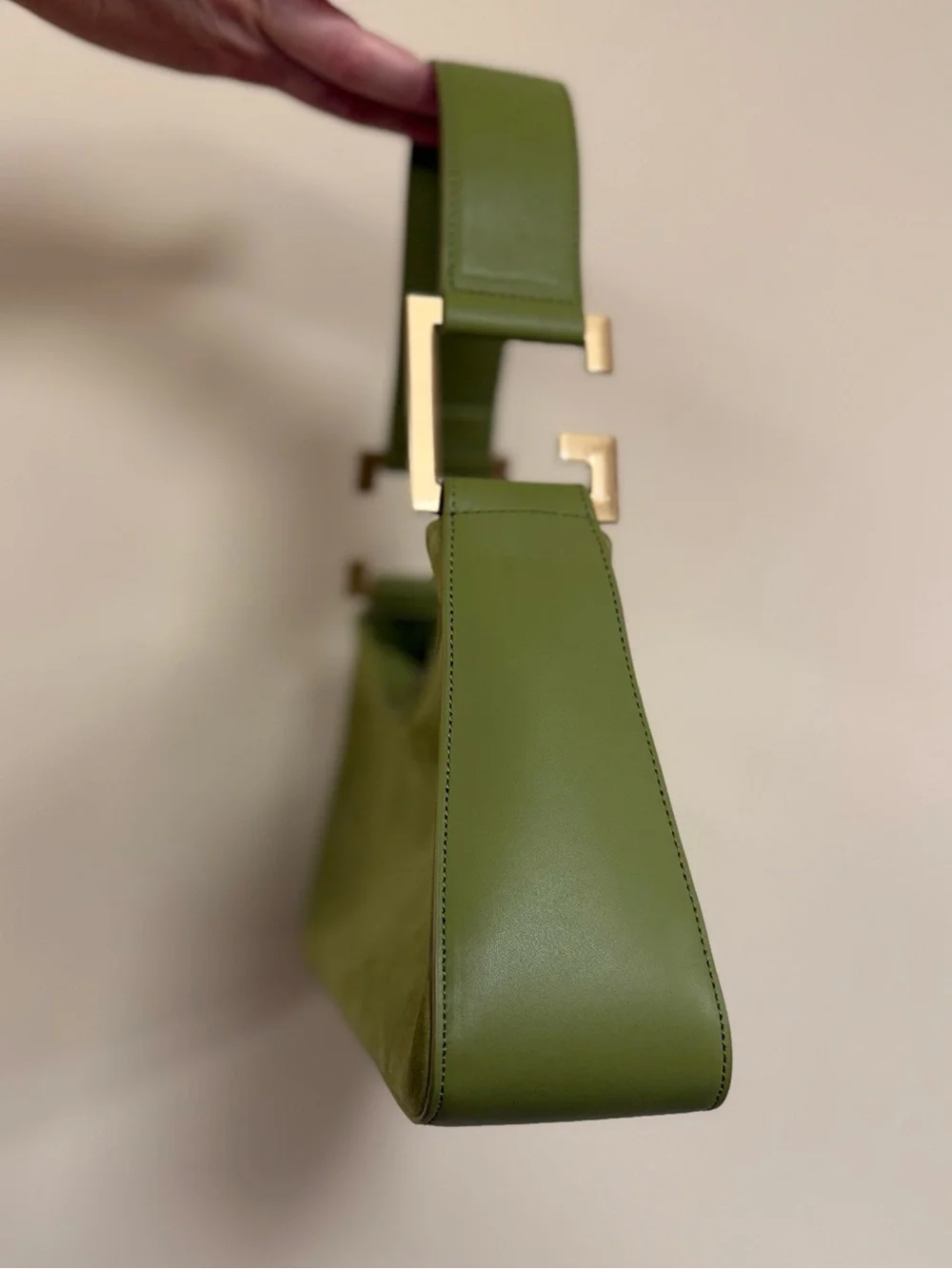 Cult Gaia Aliza Lime Green Suede Leather Shoulder Bag Gold Hardware